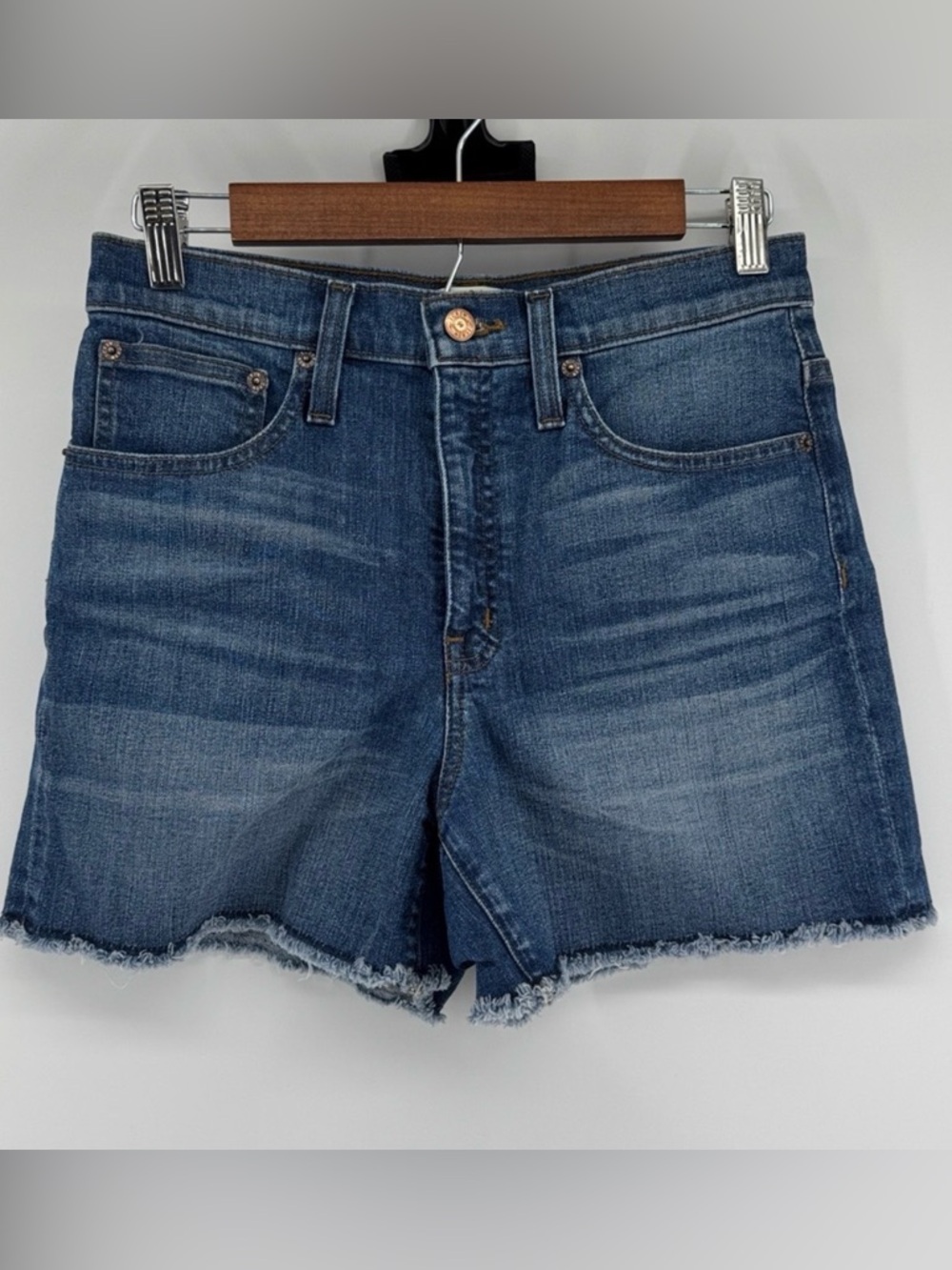 JCrew High Waisted Denim Jean Shorts Jorts Frayed Hem Inseam 3.5"  Women's Sz 27